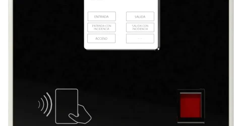 Terminal táctil con lector de huella y tarjetas integrado con un avanzado software de control de asistencia laboral.